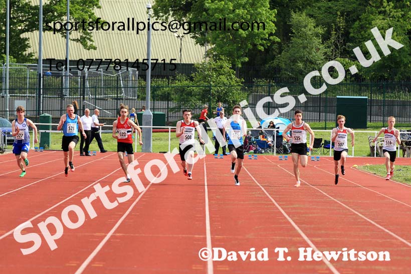 Men and Boys 100 metres, 2022 North Eastern Track and Field Champs., Middlesbrough. David T. Hewitson/Sports for All Pics